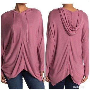 Stitchdrop Womens Pullover Tunic Hoodie In Rhubarb Size L